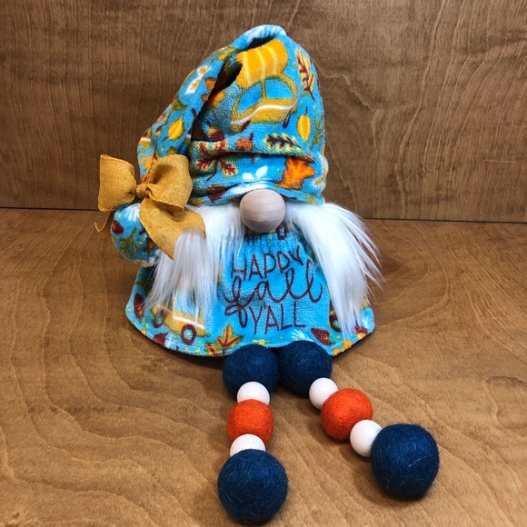 Happy Fall Gnome Felt Ball Legs Shades of Turquoise - Picture 2 of 5